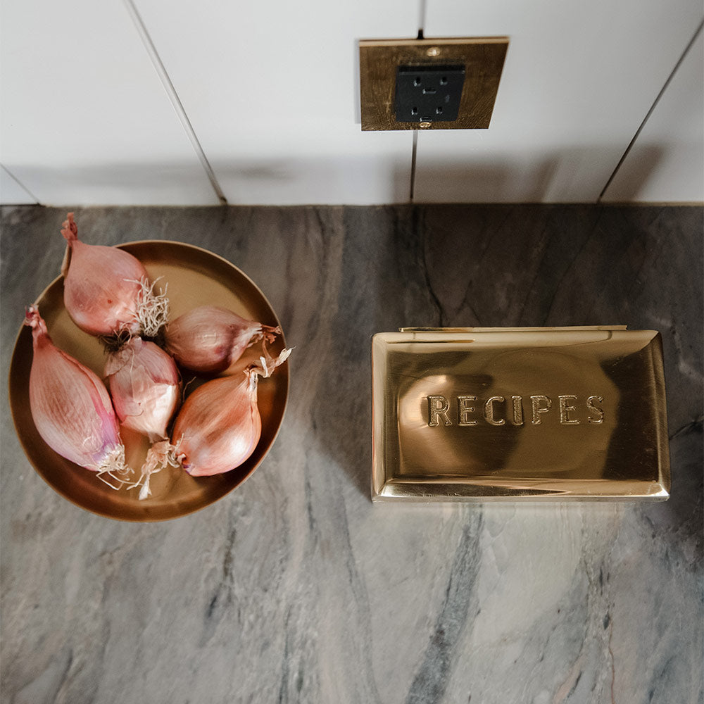 Elegant Brass Recipe Storage Box