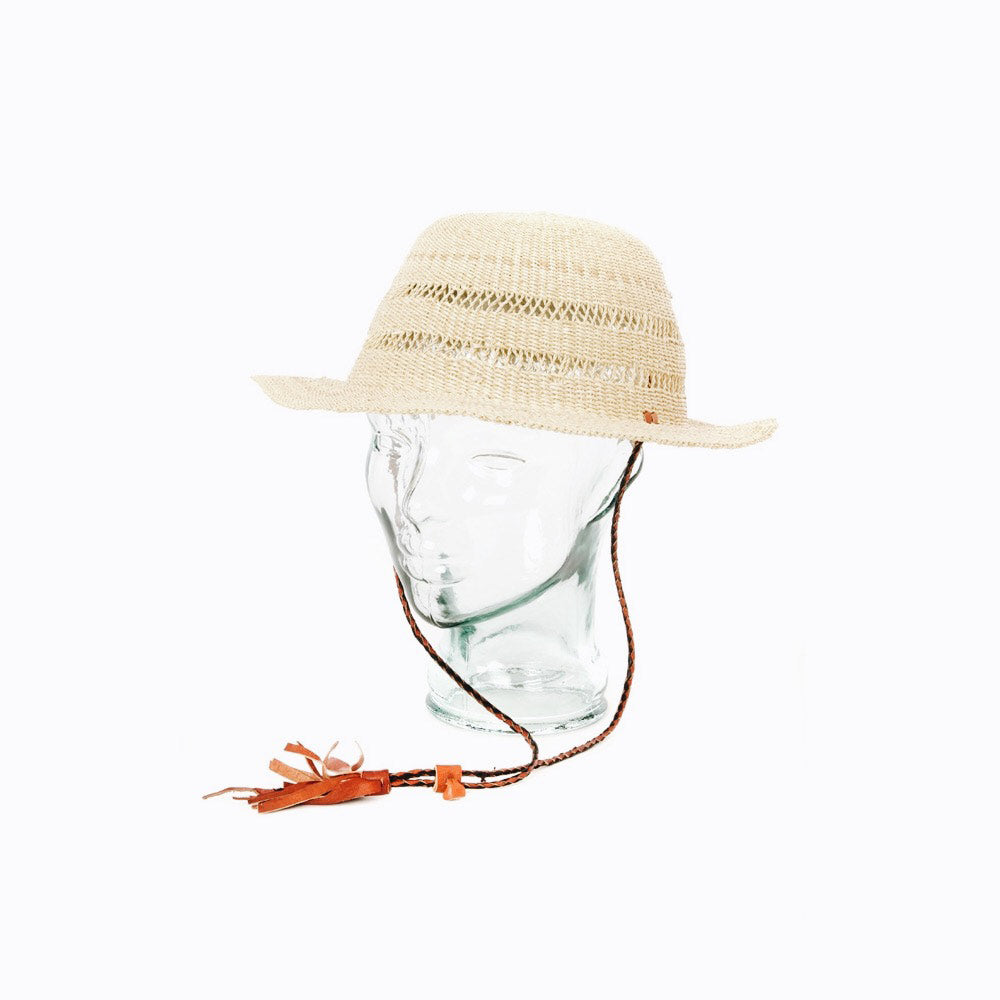 Ghanaian Short Brim Lace Design Straw Hat