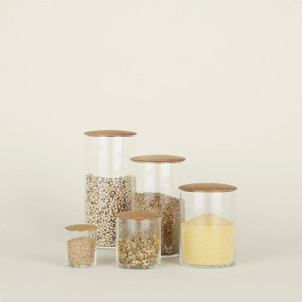 Oak and Glass Storage Jar