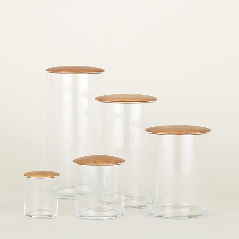 Oak and Glass Storage Jar