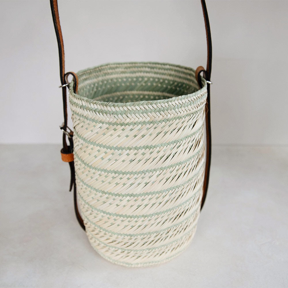 Handcrafted Palm Leaf Bucket Tote with Woven Design