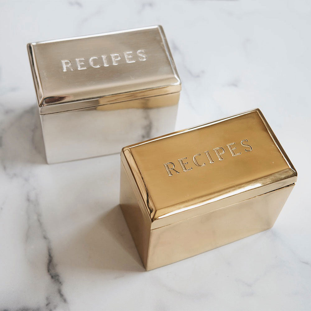 Elegant Brass Recipe Storage Box