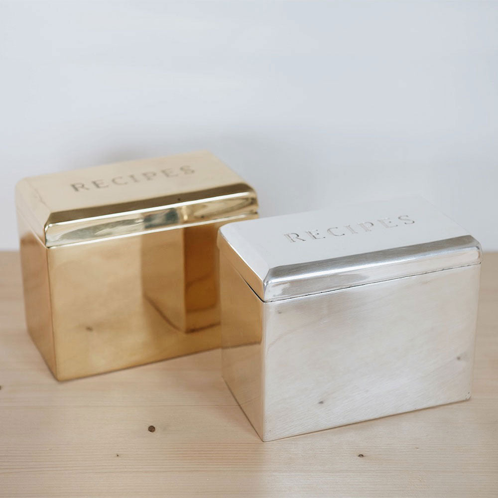 Elegant Brass Recipe Storage Box