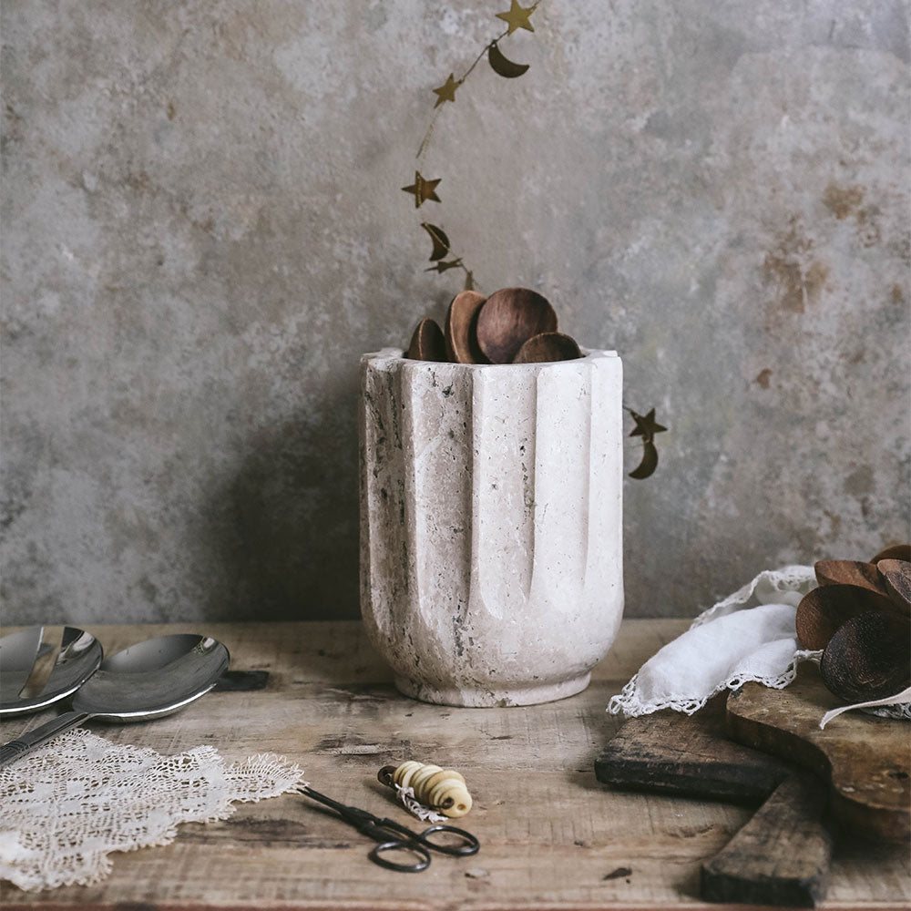 Textured Travertine Bowl