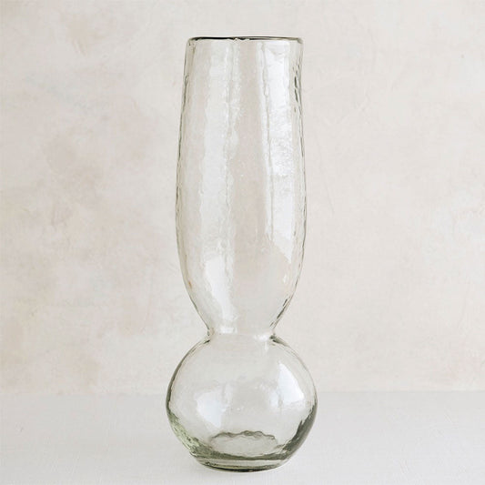 Elegant Tall Dimpled Glass Bulb Vase