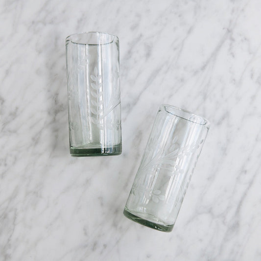 Handcrafted Floral Design Recycled Glassware