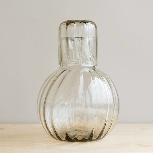 Eco-Friendly Fluted Carafe Set Made from Recycled Glass