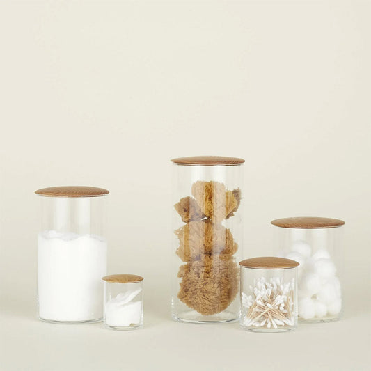 Oak and Glass Storage Jar