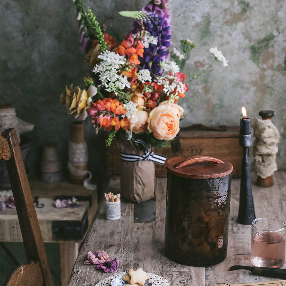 Dark Handblown Glass Canister