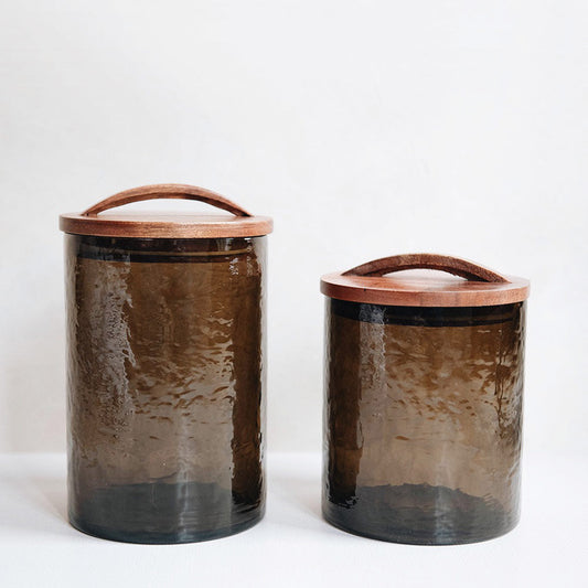 Dark Handblown Glass Canister