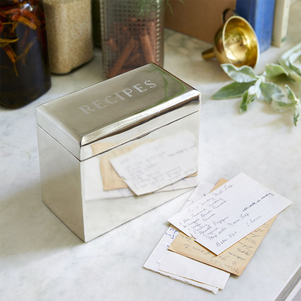Elegant Brass Recipe Storage Box