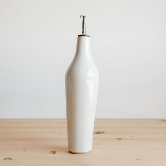 Elegant Ivory Porcelain Oil Bottle - Minimalist Stoneware Design